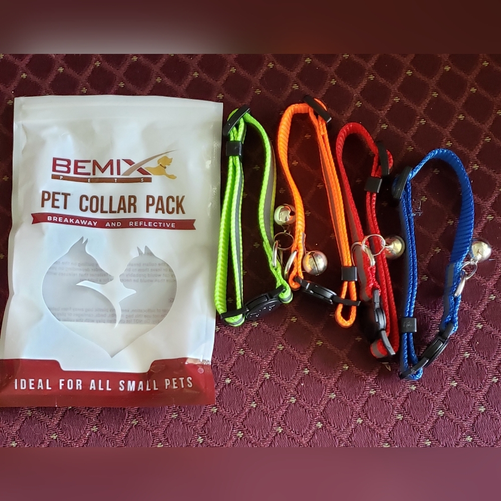 Bemix Breakaway And Reflective Pet Collar 4 Pack (for Small Pets)